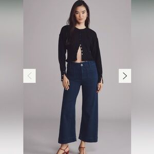 Anthropologie Maeve Colette Wide Leg Cropped Dark Wash Jeans